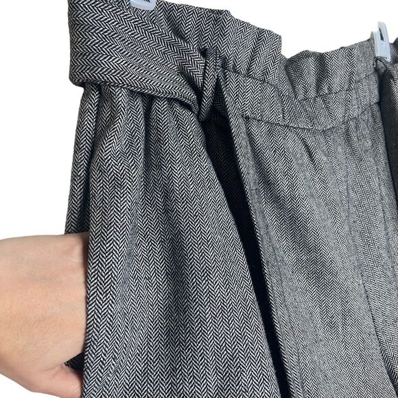 Eloquii Pants Size 18 Paperbag Herringbone Gray Black White High Rise - Picture 4 of 14